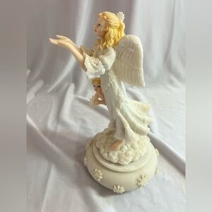 Graceful White Angel Figurine with Child